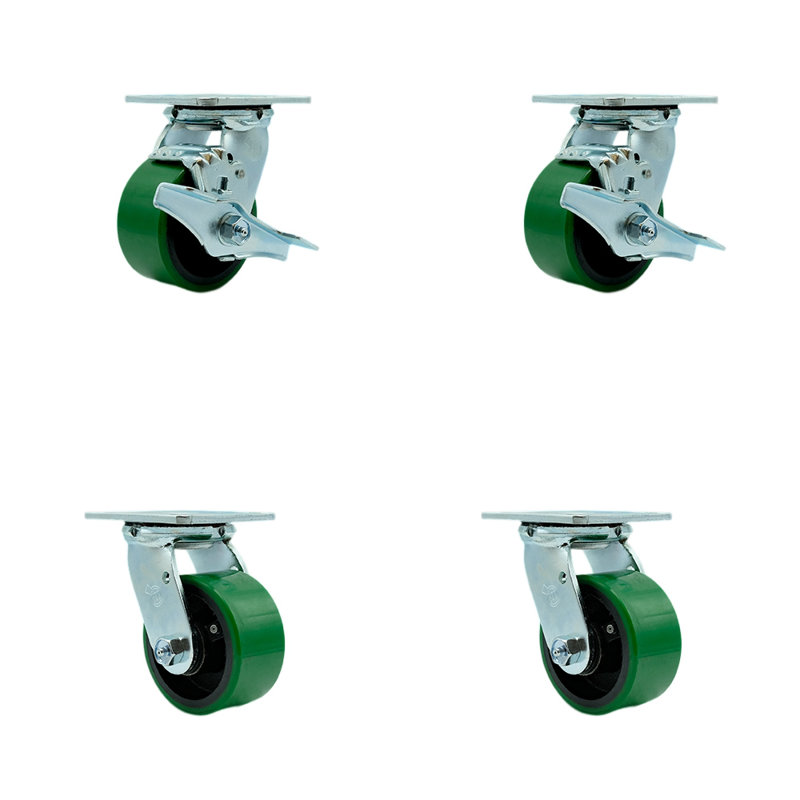 Green Poly on Steel Caster