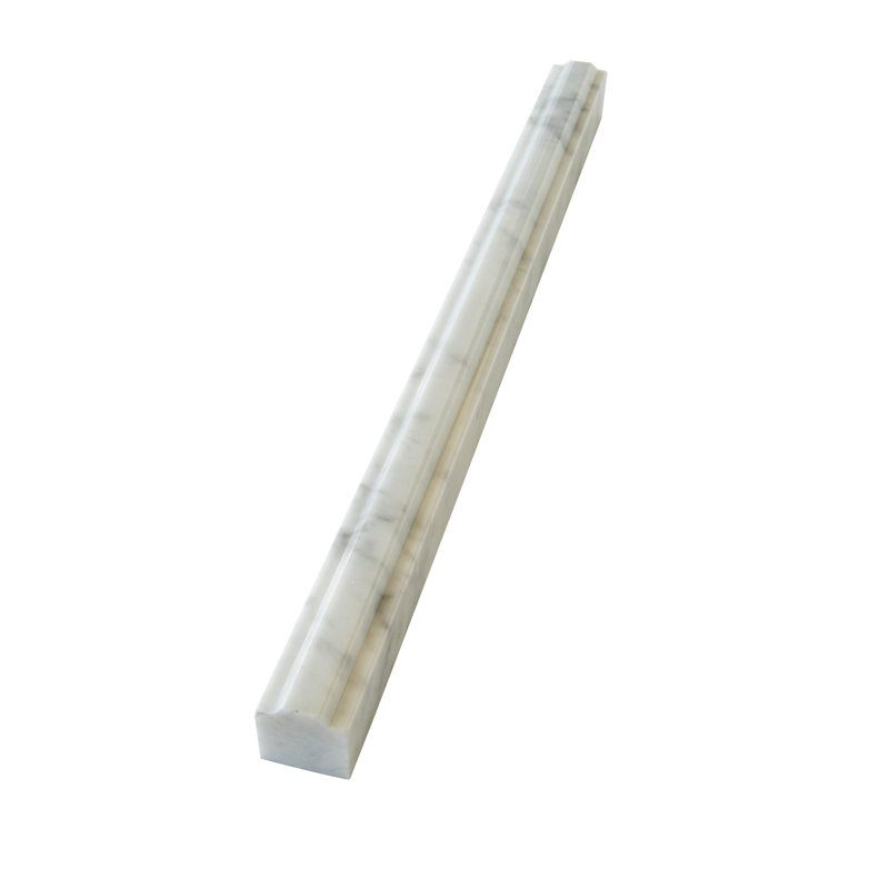 12 x 0.8 Bianco Carrara Marble Polished Pencil Liner Tile Trim, White