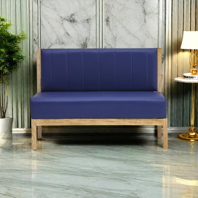 Banc rembourré en similicuir Simple, Bleu marine