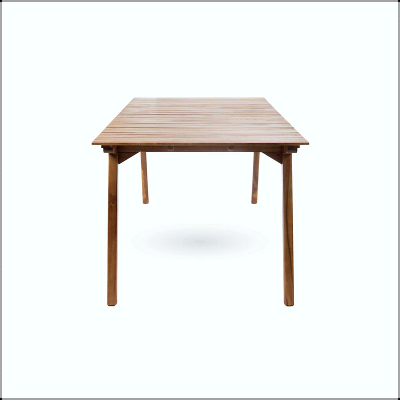 Outdoor Solid Wood Dining Table – 69” Rectangular with Teak Finish