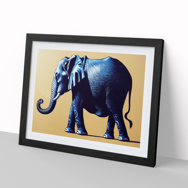 XH1022-6603X Elephant - Single Picture Frame Painting, Black, 46cm H x 64cm W x 2cm D