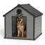 Grande niche pour chien d'extérieur 42,17 po avec plancher surélevé et résistant aux intempéries (noir et gris)