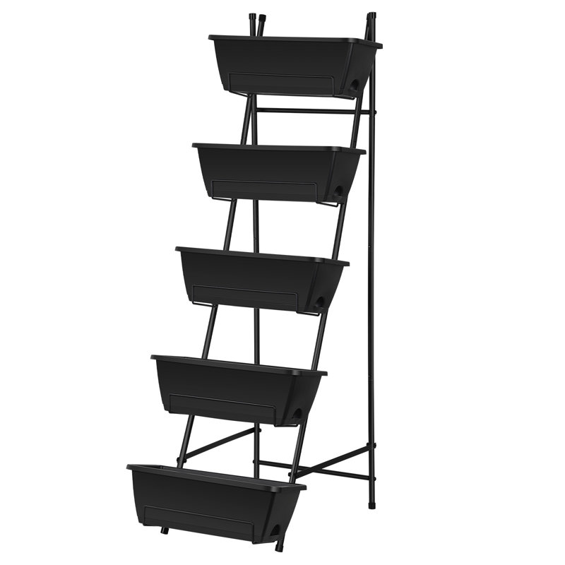 Jardinière verticale surélevée à 5 niveaux, Noir