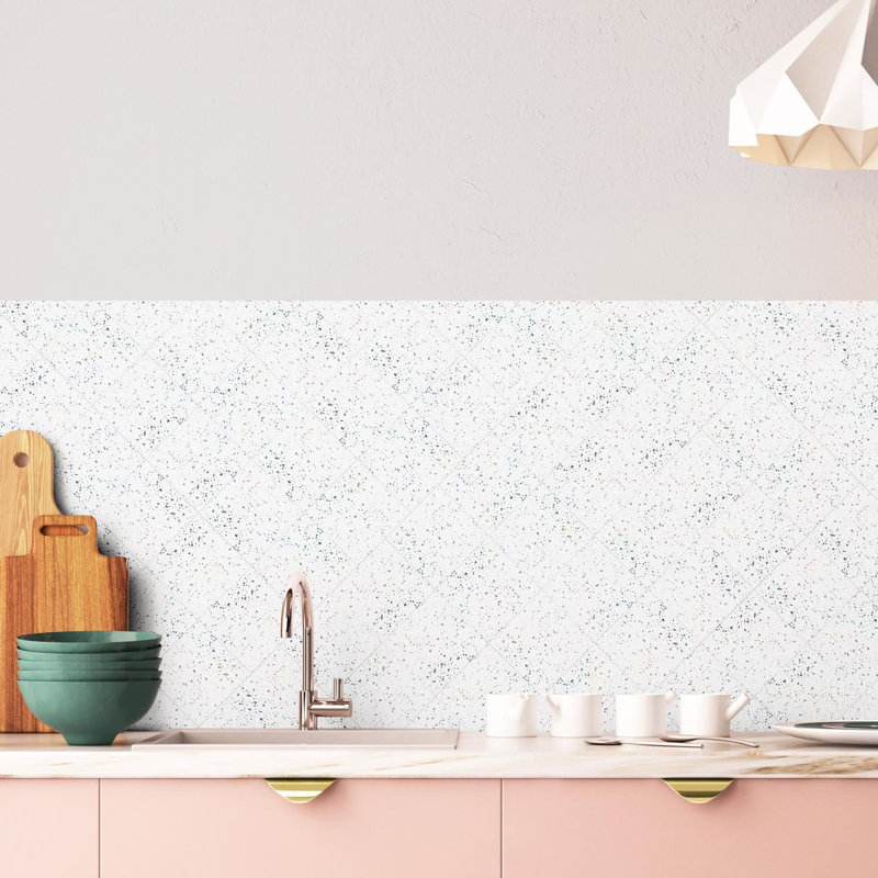 Holographic Glitter Wall Tile Sticker Set 15cm x 15cm , White