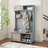Versatile Hall Tree With Shoe Bench, Storage, And Coat Rack For Efficient Entryway Organization, Gray Rattan Door Design, 40.16W X 18.58D X 64.17H-2094899164