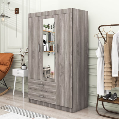 Wardrobe with 3-Door, Storage Drawers and Shelves by Ebern Designs