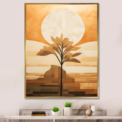 Pleine lune sur oliviers - Illustration rétro I - impression