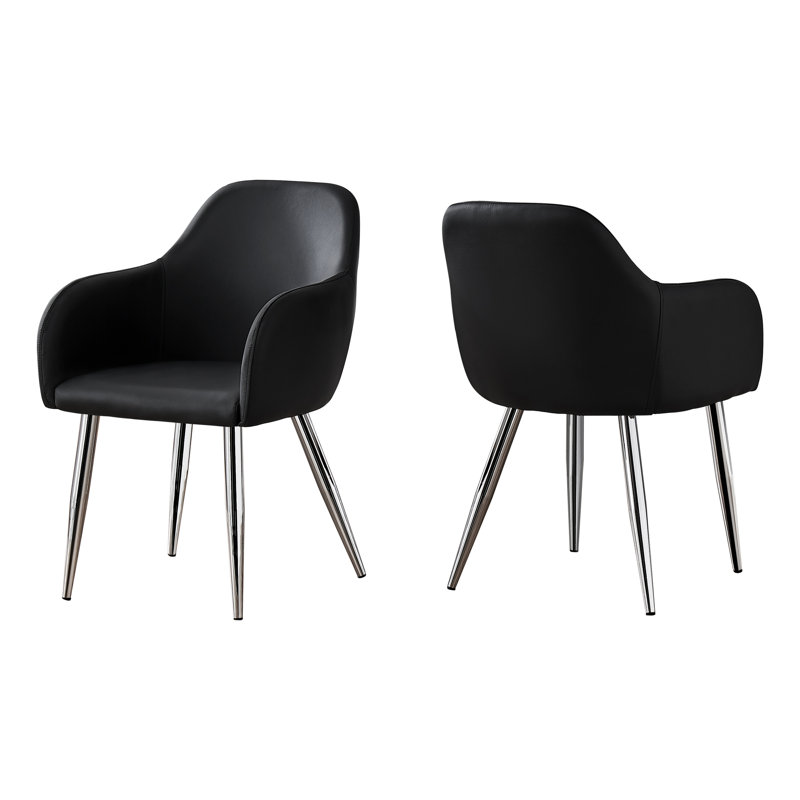 Chaise de salle à manger Agostini, Noir, Chrome
