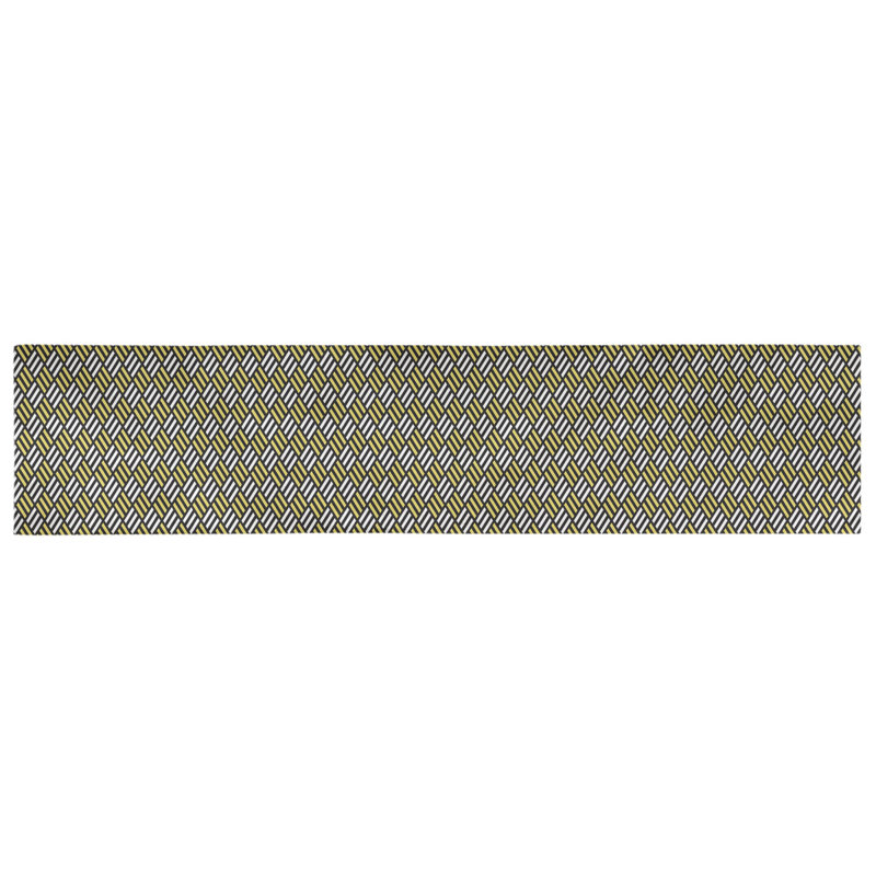 Chemin de table losanges à rayures Avicia, 73,5 po x 17,5 po, Noir / Jaune, Coton