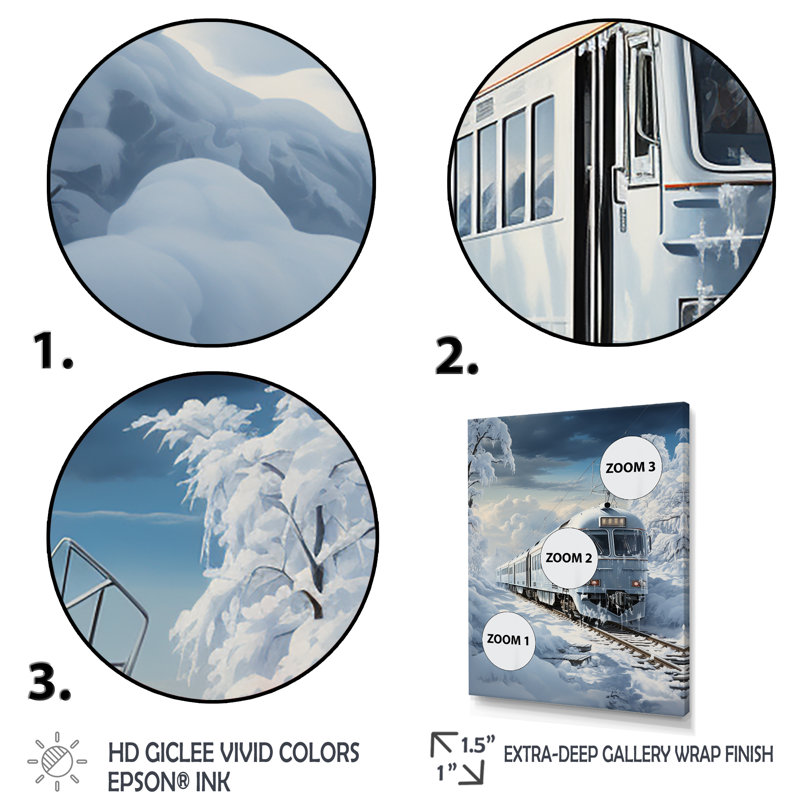 «Christmas Snow Train Journey IV - Train», art mural, Toile tendue, H 32 po x l 24 po x P 1 po