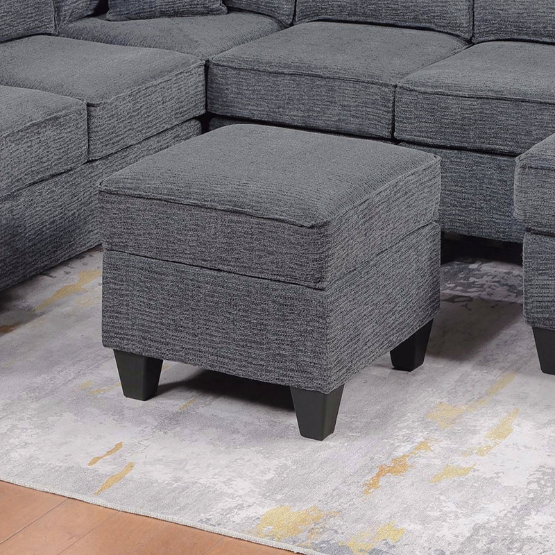 Contemporary Style 5Pc Sectional Set Left Arm Loveseat With Usb Port Corner Wedges Ottoman Armless Chairs Right Arm Loveseat With Chaise Slate Gray Finish Primary Living Room