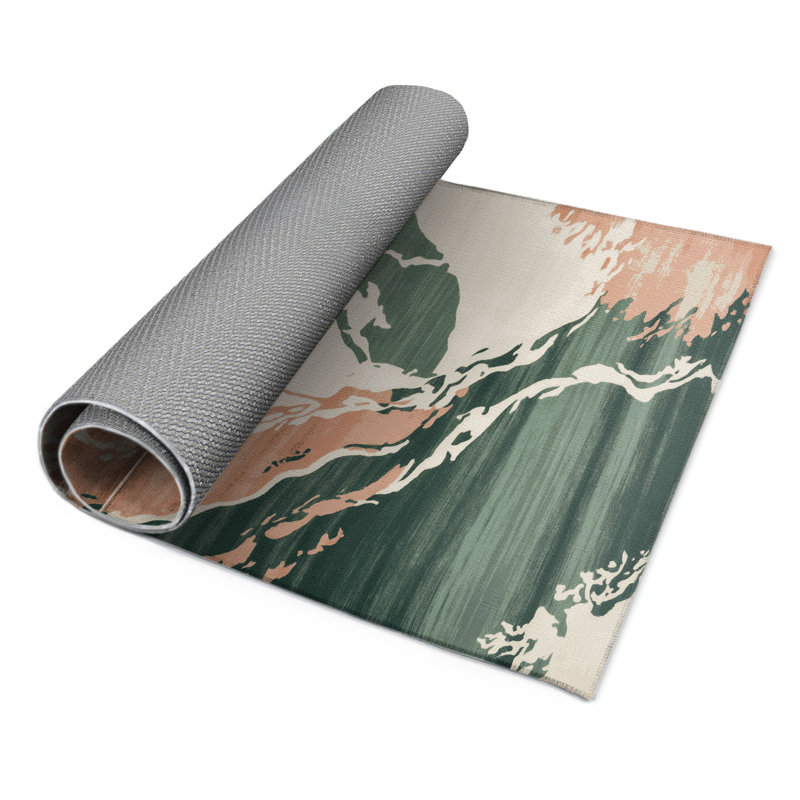 Tapis intérieur et extérieur vert Watercolor, Rectangulaire 3 pi x 5 pi