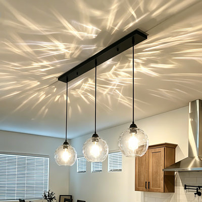 3 - Light Matte Black Kitchen Island Chandelier