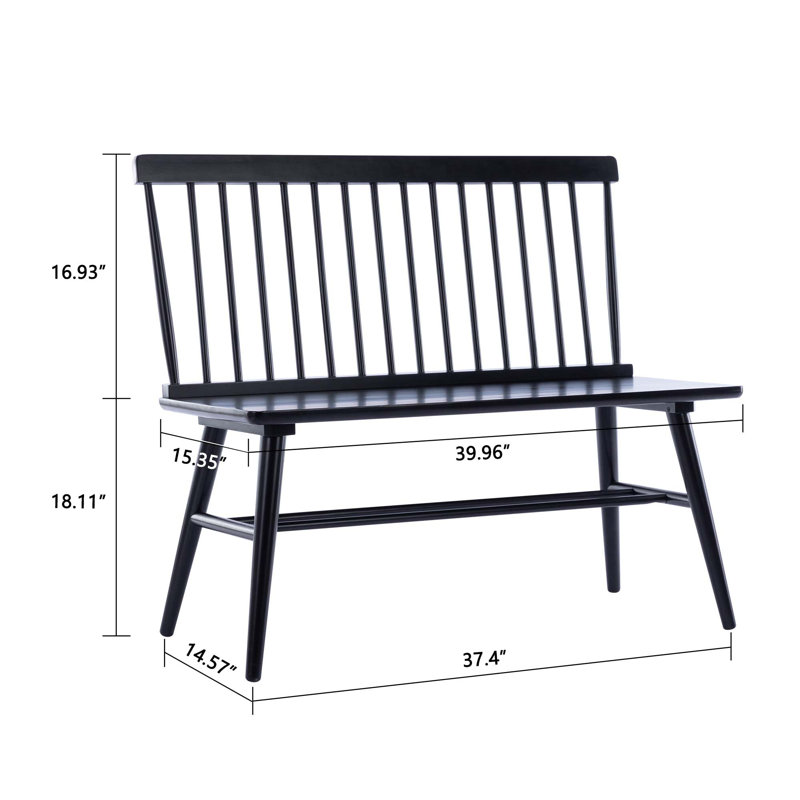 Banc en bois massif Modern Farmhouse Hadiya, Noir