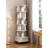 Tall 360° Rotating storage bookcase Bookshelf with Drawer and Locking Wheels for Living Room or Study-1551390817-1551390818