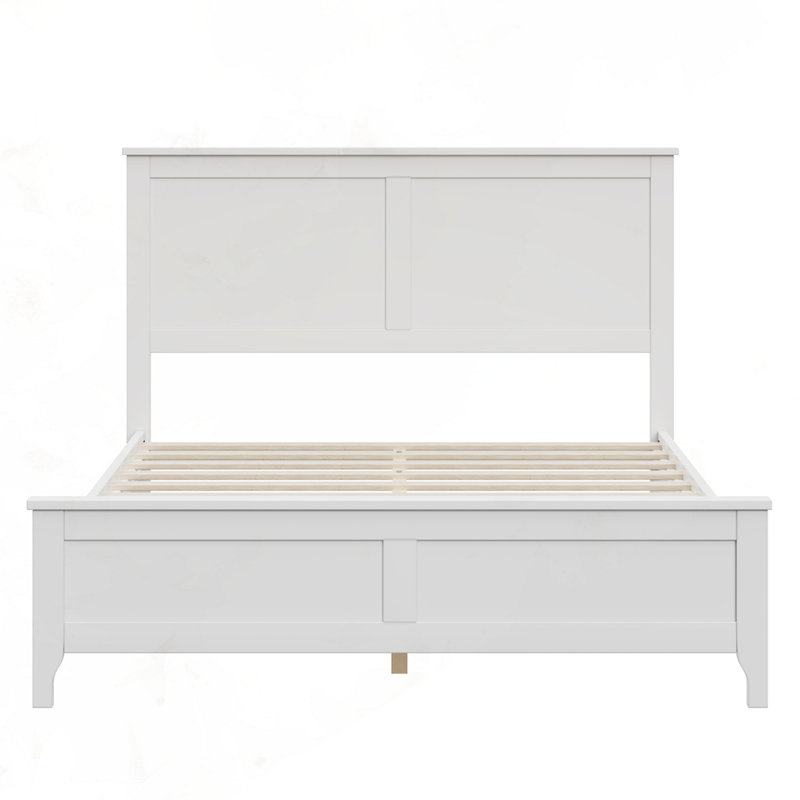 Lit plateforme moderne en bois massif avec support de lattes en bois robuste, Double