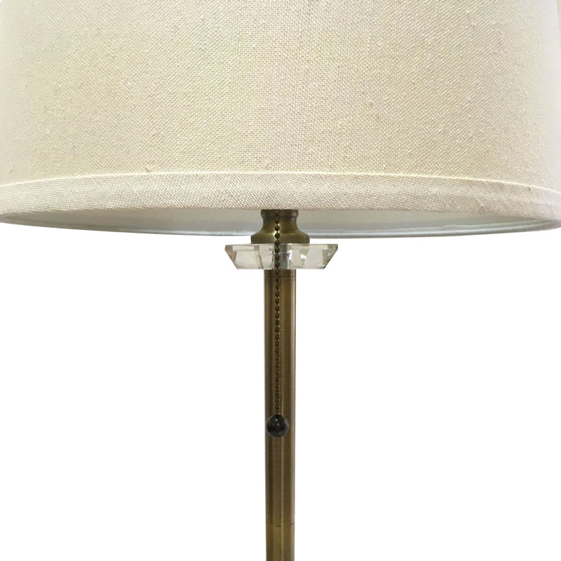 Royal Designs, Inc. 28" Buffet Table Lamps Set of 2, Antique Brass Finish, Linen Cream Hardback Shades