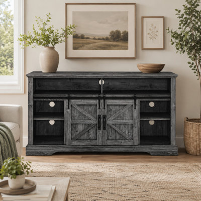 60 Inch Electric Fireplace TV Stand with Storage Cabinet and Door Sensor