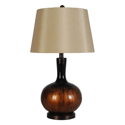 27" Glass Table Lamp, Black Copper