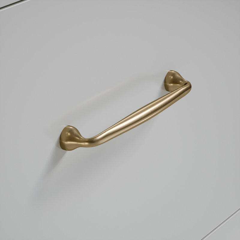 Mason 4-1/4" Center to Center Satin Brass Bar Drawer Pull, 4.25", Satin Brass