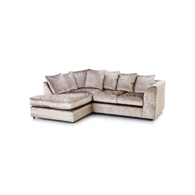 Luxury Crushed Velvet 4 Seater Corner Sofa With Footstool