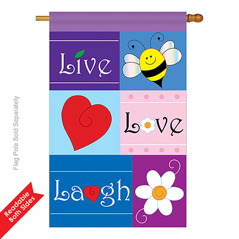 Drapeau de maison 40 po x 28 po Welcome Live, Love, Laugh Inspiration Expression