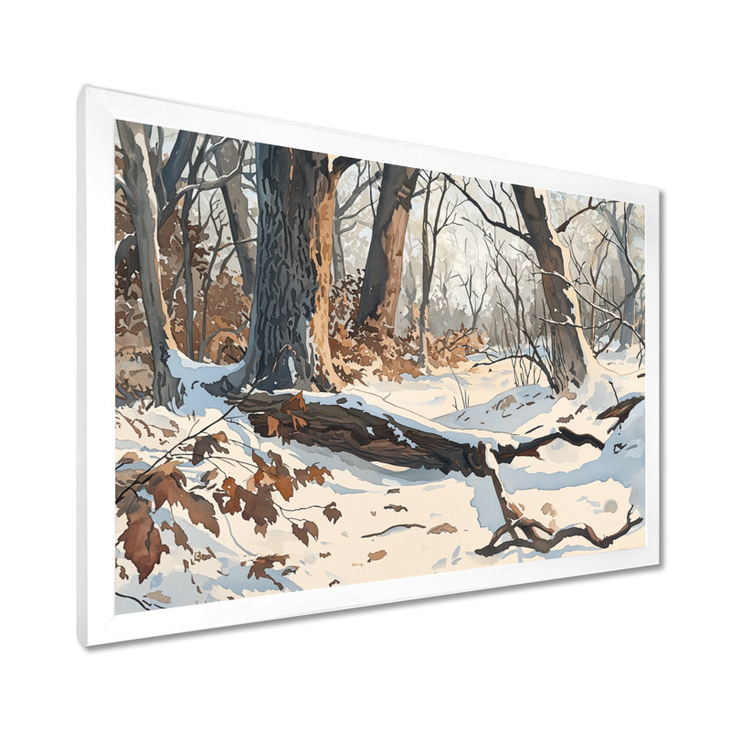 «Winter Woodland Forest Landscape III - Winter Landscape», reproduction sur toile, H 16 po x l 32 po, Blanc