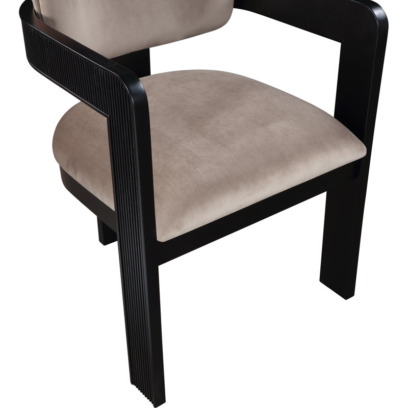 Chaise rembourrée Sacha Frink, Velours taupe, Noir