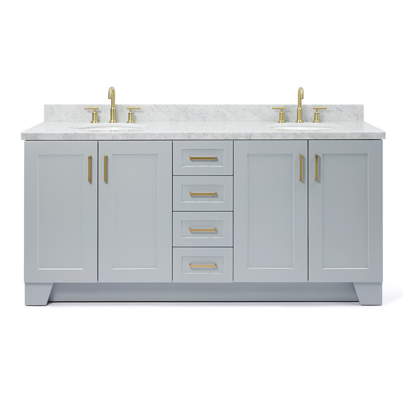 73 IN.  Single Bathroom Vanity, Carrara Marble, Oval , Gray