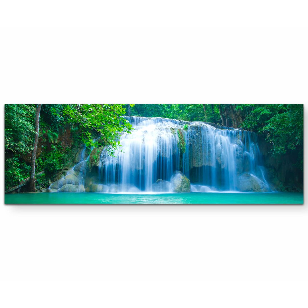 Leinwandbild Exotischer Wasserfall in Erawan – Thailand