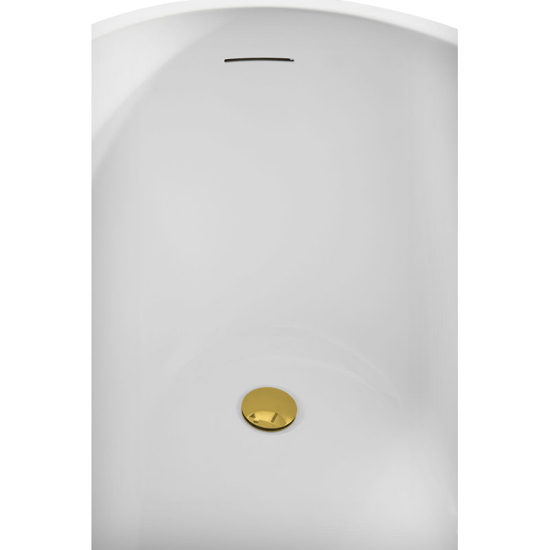 61" Streamline Soaking Freestanding Tub and Tray With Internal Drain, Polished Gold