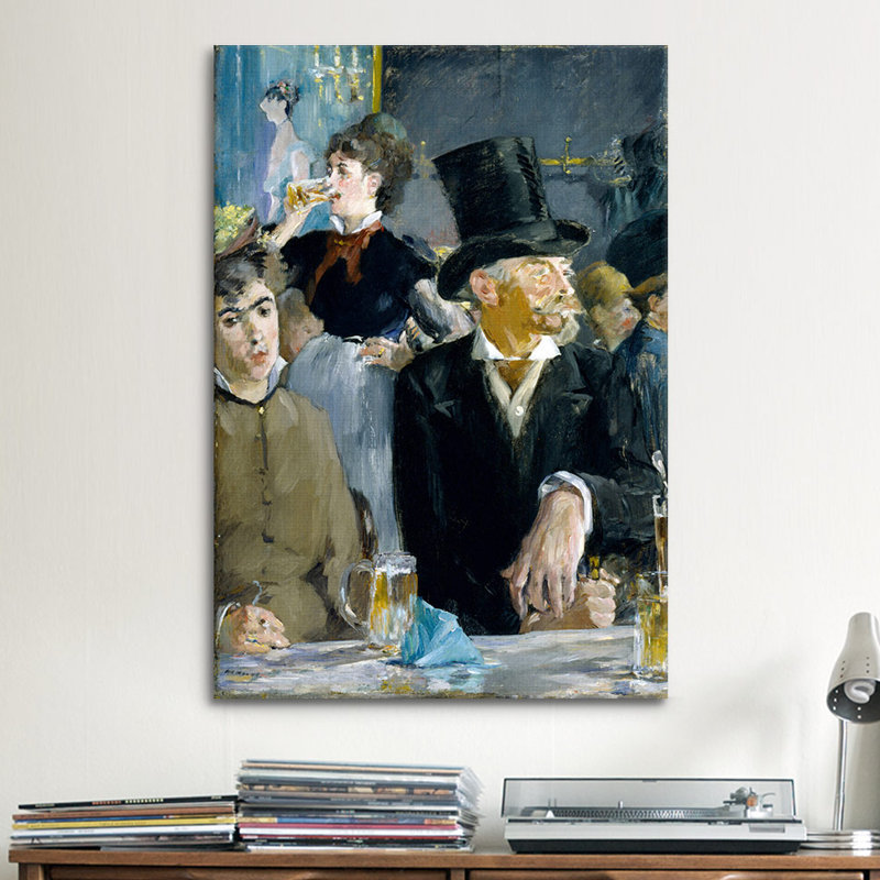 Reproduction d'art sur toile, "At the Café" par Edward Manet, H 12 po x l 8 po x P 0,75 po, Toile tendue, Pas de tapis