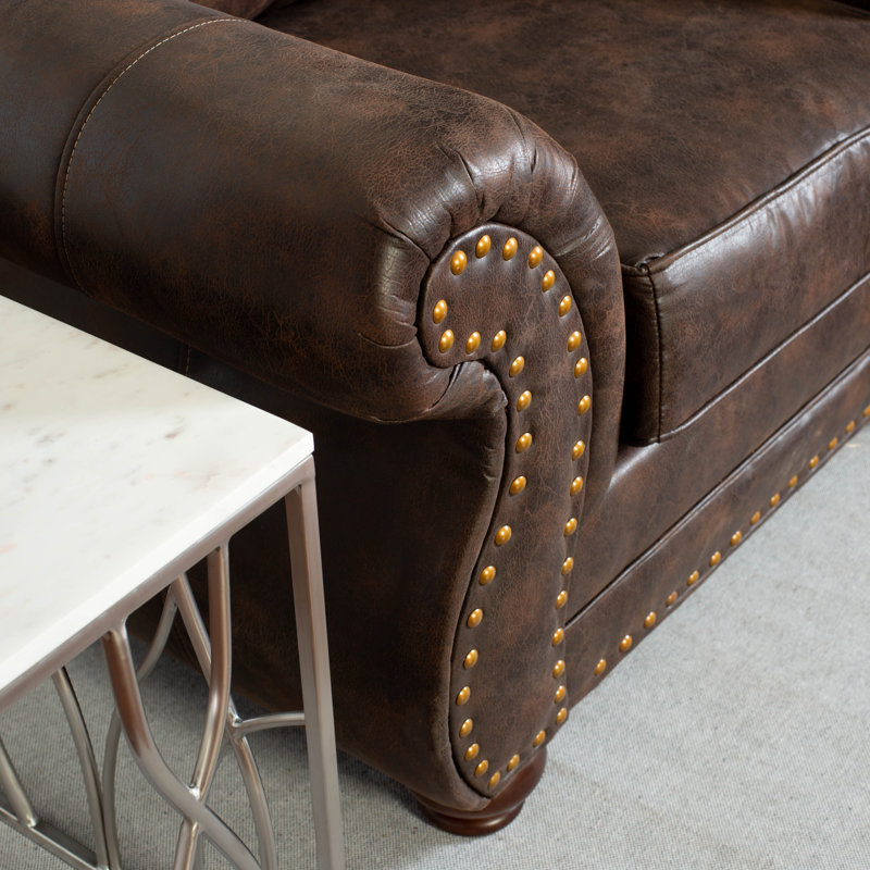 Fauteuil avec repose-pieds de 47 po Macalla, Brun