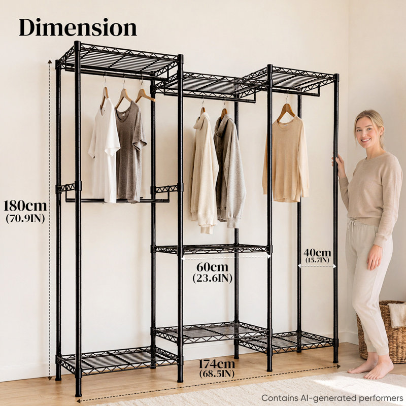 174cm Adjustable Portable Wardrobe