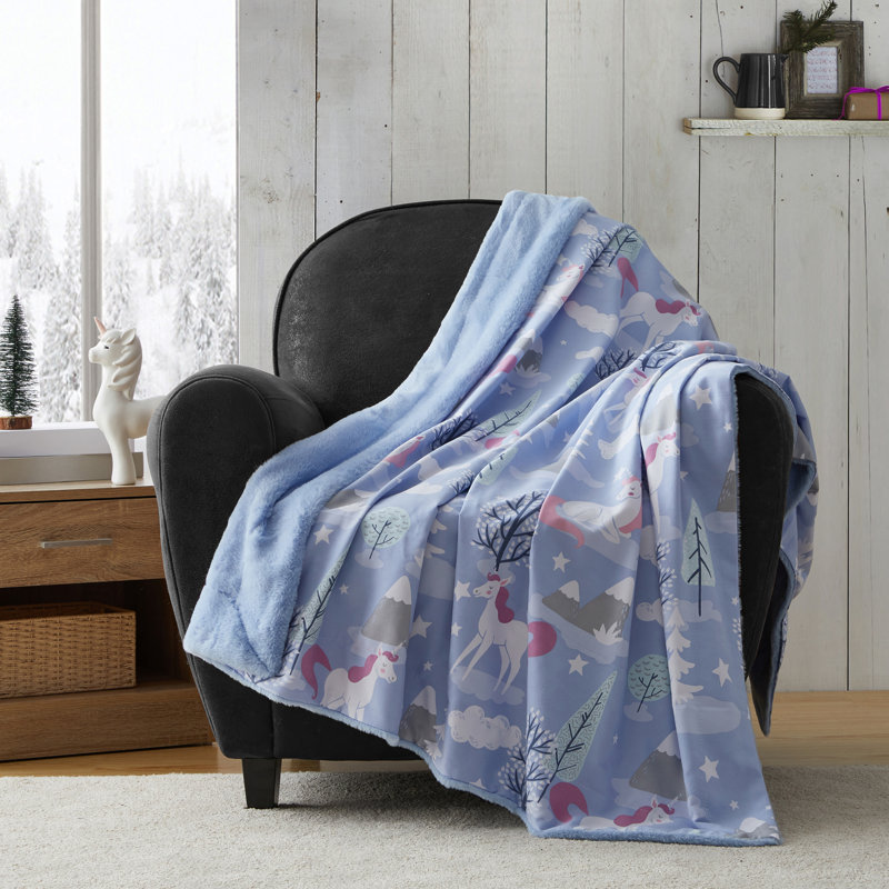 Blue Polyester Hooded Throw
