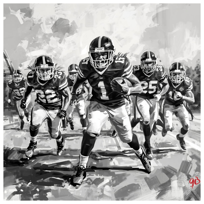 Football Players Action Double Sided Throw Pillows, 26 x 26 pouces