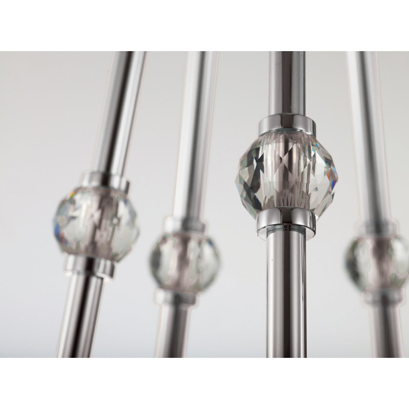12 - Light LED Chandelier, Polished Nickel