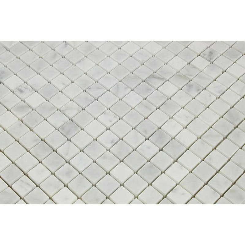Carreau de marbre et mosaïque Marble Grid, Blanc sablé