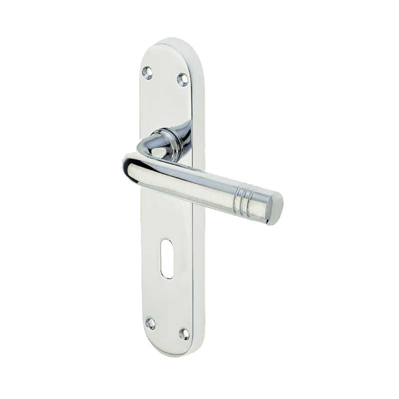 Porto Interior Mortise Door Handle, Polished Chrome