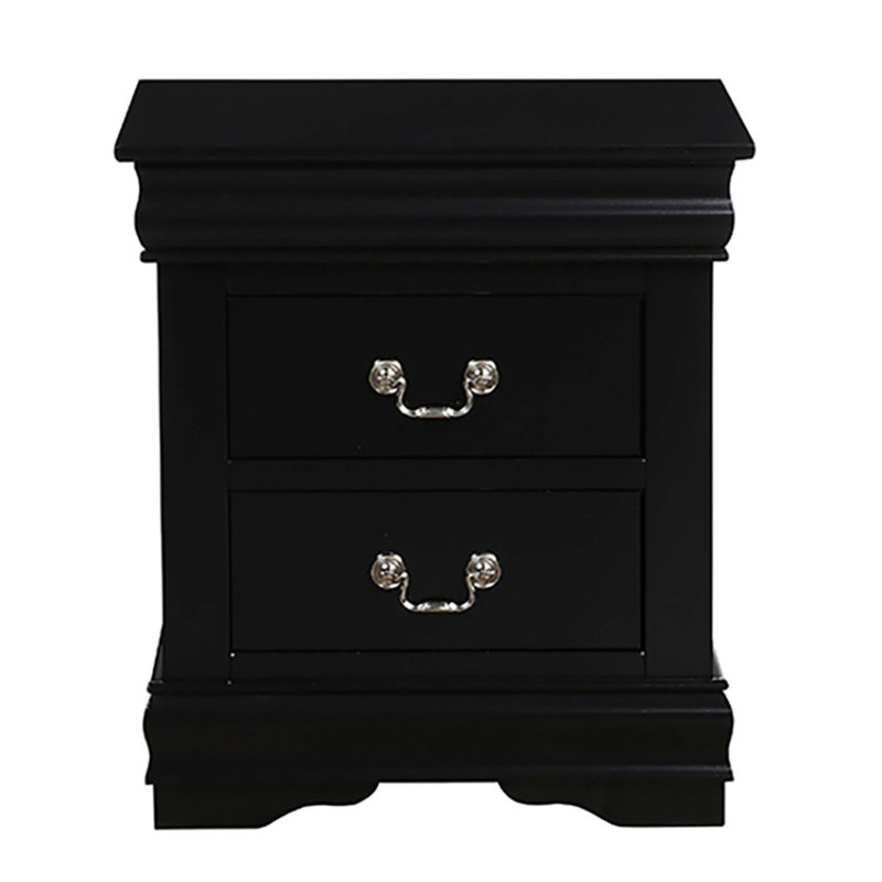 2-Drawer Nightstand, Black