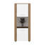 Armoire de rangement verticale en chêne naturel et blanc pour les salles à manger, maximise dans les espaces de vie limités Design moderne avec espaces principaux horizontaux, améliore l'organisation des espaces restreints