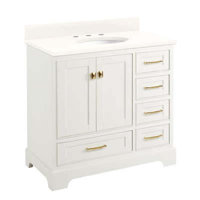 Quen 36" Freestanding Single Basin Vanity Set with Cabinet, Vanity Top, and Oval Undermount Sink