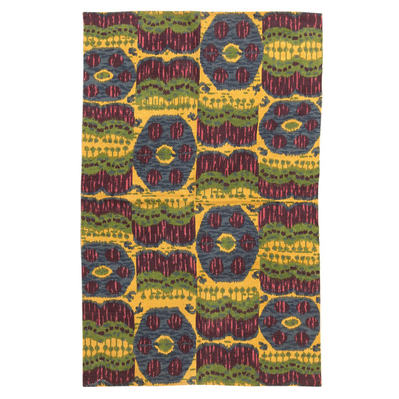 Tapis rectangulaire en laine à tissage plat