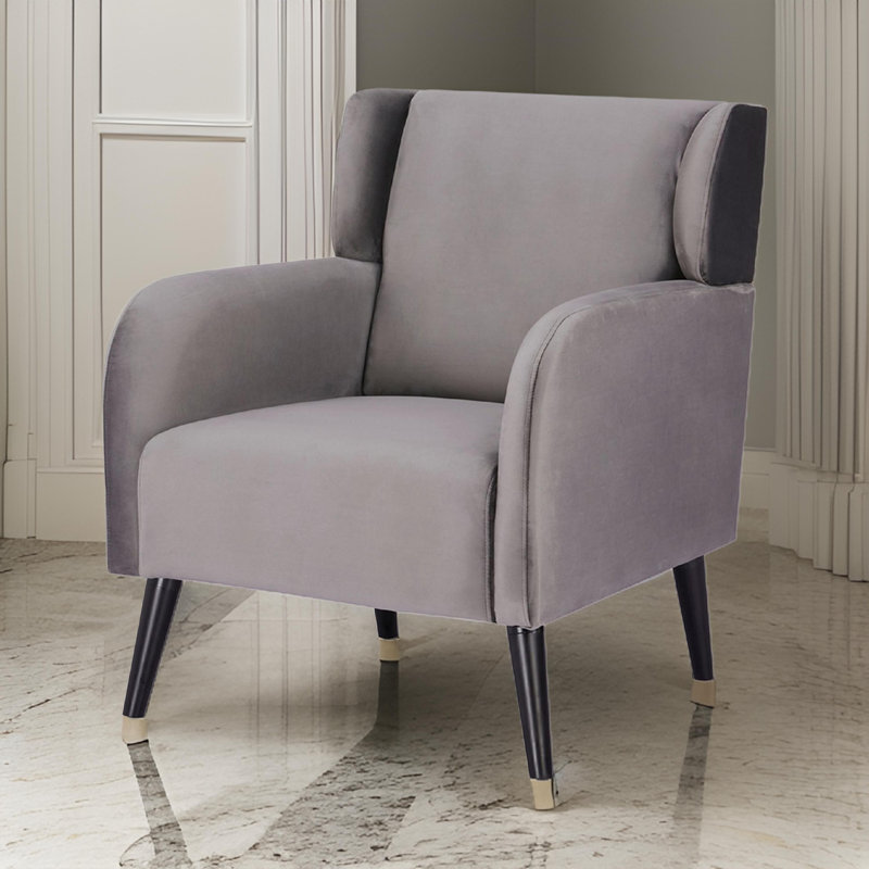 Upholstered Wingback Chair, Gray Fabric