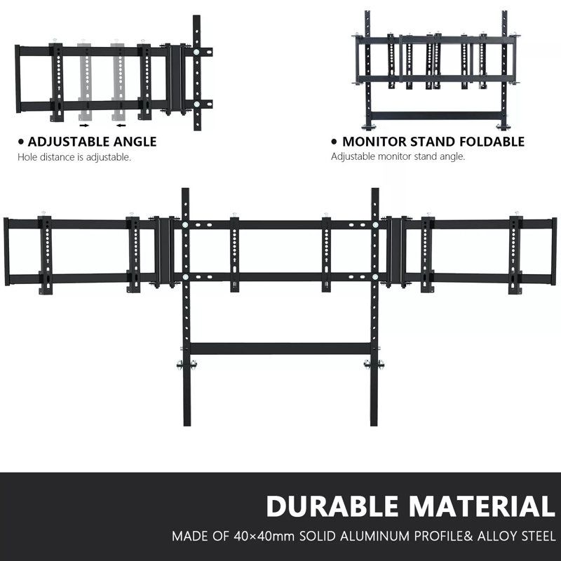 Inbox Zero Triple Monitor Mount Stand For Round Tube Racing Simulator Cockpit