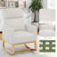 Chaise berçante pour chambre de bébé, chaise berçante coulissante en lin avec poche latérale et pieds en bois, chaise d'appoint moderne pour petit espace, salon, chambre à coucher, ivoire-1296424837