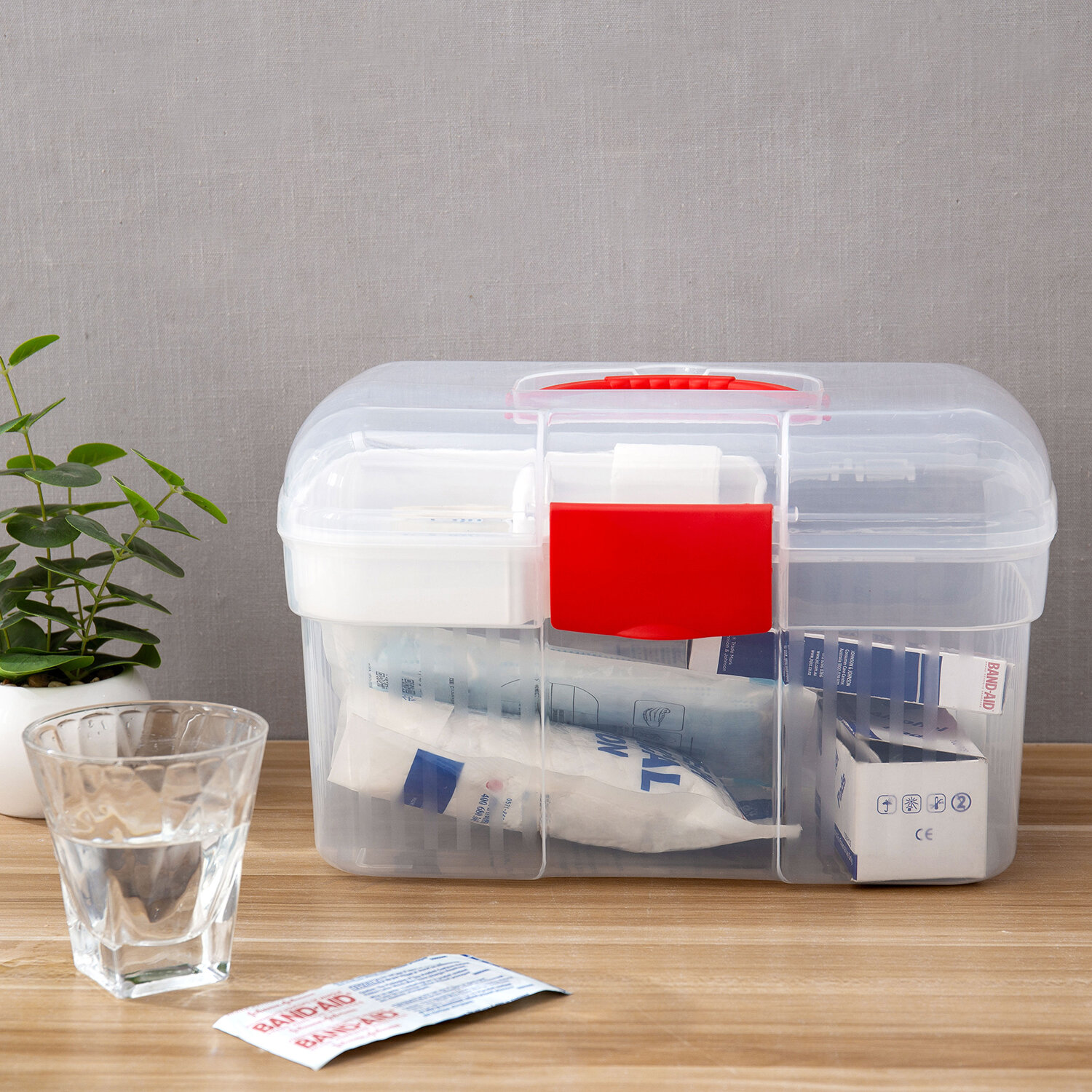 Rebrilliant Red First Aid Clear Container Plastic Box