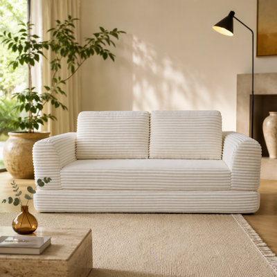 2-in-1 Folding Convertible Sofa Bed with Corduroy Upholstery and Pull-Out Sleeping Function for Modern Living Spaces.