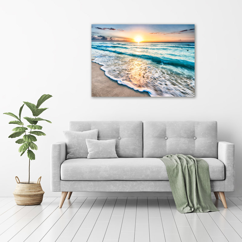 Beach Sunset Seascape - Wrapped Canvas Print, 70 cm H x 100 cm W