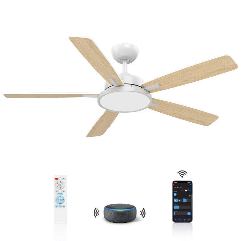 2 ventilateurs de plafond intelligents de 52 po avec lumières DEL, Blanc